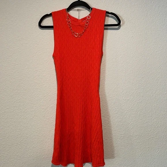 Zara Dresses Zara Orange Midi Sleeveless Cable Knit Sweater